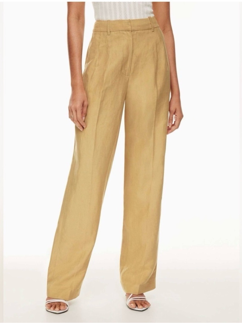 Wilfred effortless Wide-Leg Linen-Blend Pants in yellow beige